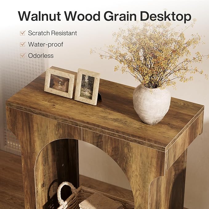 Tribesigns Wood End Side Table with Storage Space for Living Room, Narrow Nightstand for Bedroom, Brown