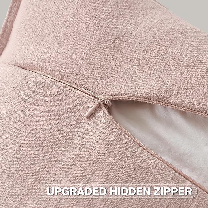 FUTEI Pink Chenille Throw Pillow Covers 24x24 Inch Set of 2,Edges Double-Stitched European Cushion Cases,Modern Home Decor for Couch Living Room