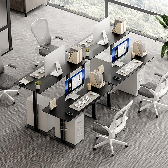 63 x 28 Inch Electric Standing Desk Adjustable Height, Sit Stand Desk, Stand up Desk for Home Office, Computer Workstation (Spliced Desktop,Black)