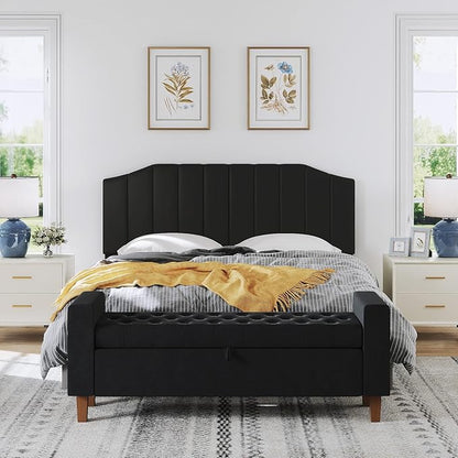 King Size Headboard Only, Velvet Upholstered Headboard King/California King Size Wall Mount and Bed Frame Mount, Featuring High-Density Sponge Padding Easy Assembly Comfort Style-Black