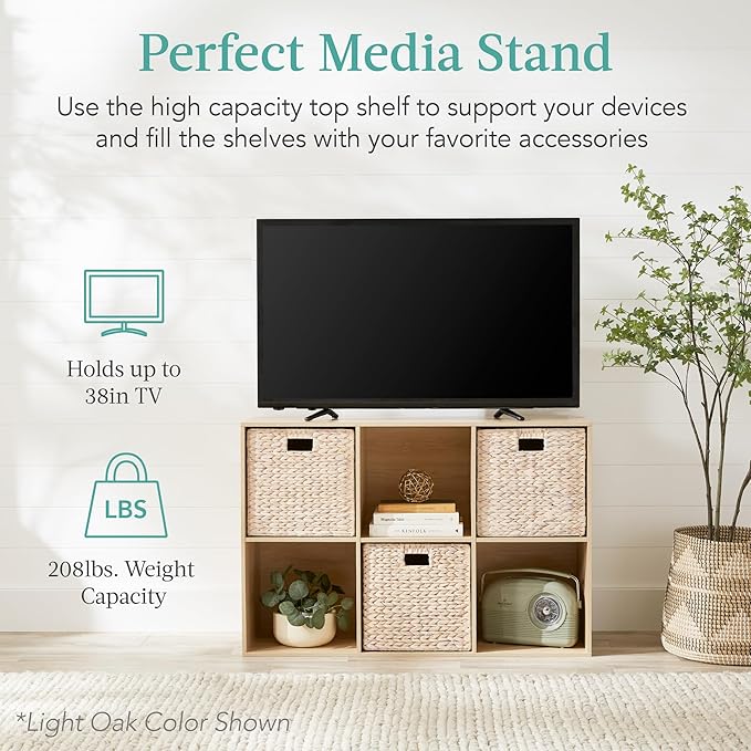 Best Choice Products 6-Cube Storage Organizer, 13.5in Shelf Opening, Bookcase, Display Shelf, Customizable w/ 3 Removable Back Panels – Whitewash