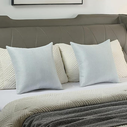 FUTEI Light Blue Chenille Throw Pillow Covers 26x26 Inch Set of 2,Soft Wide Chevron Textured Euro Pillow Shams,Farmhouse Home Decor for Couch Bed Living Room
