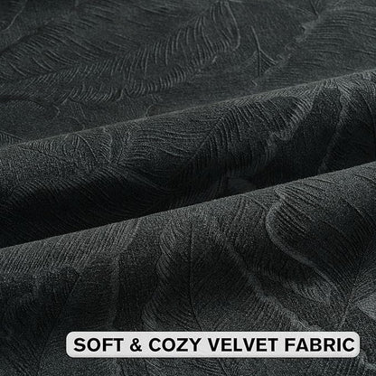 FUTEI Black Velvet Throw Pillow Covers 24x24 Inch Set of 2,Soft Embossed Leaf-Relief Textured European Cushion Cases,Natural Home Decor for Couch Living Room