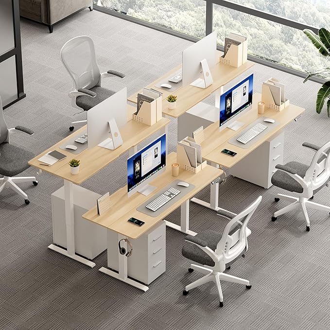 63 x 28 Inch Electric Standing Desk Adjustable Height, Sit Stand Desk, Stand up Desk for Home Office, Computer Workstation (Spliced Desktop,Oak)