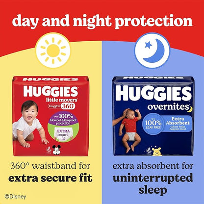Huggies Size 4 Baby Diapers, Little Movers HuggFit 360° Baby Diapers with 360° Waistband, Size 4 (22-37 lbs), 116 Count, Packaging May Vary