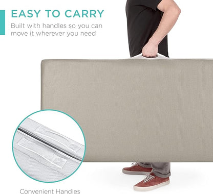 Best Choice Products 4in Portable Full-Size Mattress, Tri-Fold Mattress for Camping, Guest, Toddler, Foam Plush w/Carry Case - Taupe