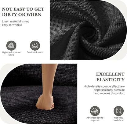 Swivel Accent Sofa Chair Set of 4, Modern Comfy Oversized Upholstered Cushion Back Armchair in Linen 1pcs for Living Room, Bedroom, Reading Room(Black)