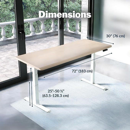 Vari ComfortEdge 72x30 Inch Electric Standing Desk – Height Adjustable Large Office Sit Stand VariDesk with Sloped Edge, Memory Presets, 180 LB Capacity + Tool-Free Assembly (Light Wood)