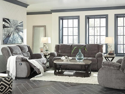 Signature Design by Ashley Tulen Modern Manual Pull Tab Reclining Sofa, Dark Gray