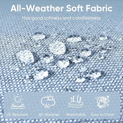 10-Piece Outdoor Patio Cushion Set - Fade & Water Resistant with Removable Olefin Cover, 22x24x4 Inch Memory Foam Cushions for Wicker Sectional Sofa – Baby Blue/Buckle