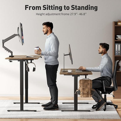 55 x 24 Inch Electric Standing Desk Adjustable Height, Sit Stand Desk, Stand up Desk for Home Office, Computer Workstation (Spliced Desktop,Rustic Brown)