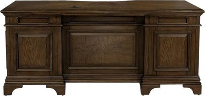 Coaster Home Furnishings - Hartshill - Wood - 72-Inch 7-Drawer Executive Desk with 2 Lockable File Cabinets, Removable Dividers, and Bronze Hardware - Home Office - Burnished Oak - 881281