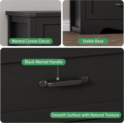 Dresser for Bedroom with 9 Drawers, 59" Wide Modern Chest of Drawers with Deep Drawers & Mental Handle, Wood Dresser TV Stand, Wooden Closet Storage Organizer for Living Room, Hallway, Entryway, Black