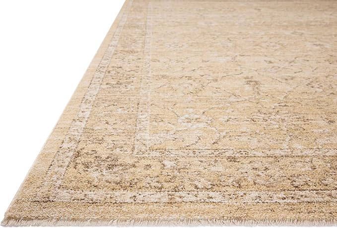 Loloi Chris Loves Julia Palma Collection PLM-10 Wheat/Bark 9'-6" x 13'-1" Fringe Area Rug Vintage Style Boho Living Room Bedroom Carpet