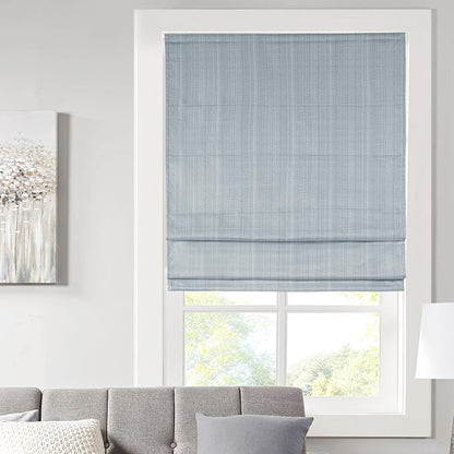 Madison Park Galen Cordless Roman Shade, 31"W x 64"H, Sheen Blue – Room Darkening, Thermal Insulated, Energy Efficient Window Blind with Subtle Sheen Basketweave Fabric for Privacy