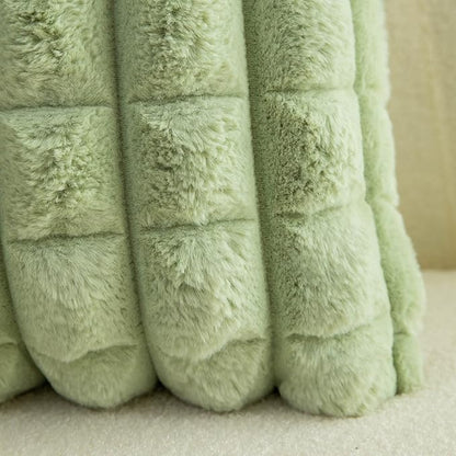 Neelvin Green Faux Fur Cozy Soft Plaid Decorative Throw Pillow Covers 18x18 inch Set of 2,Velvet Pillowcase Cushion Case for Sofa Couch