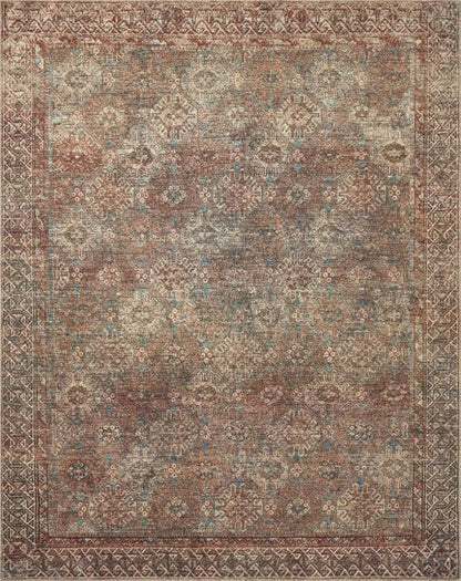 Loloi Amber Lewis Billie Collection, Aqua & Rust 2'-0" x 5'-0" Area Rug – Antique & Distressed Accent Rugs for Living Room, Bedroom, Entryway & Hallway, No Shed High Traffic Area Home Decor Rug