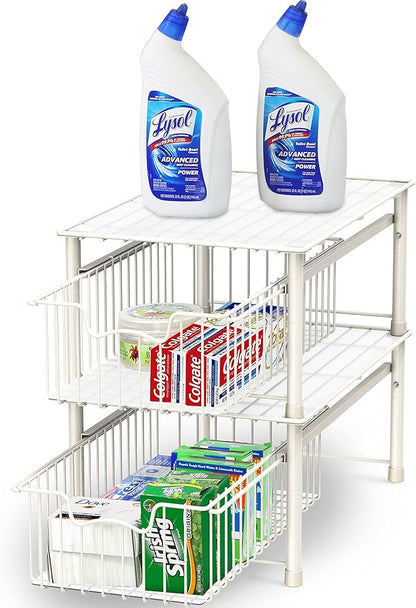 Simple Houseware Stackable Basket Drawer, White