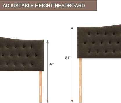 Tufted Upholstered Headboard California King, Sturdy and Durable Solid Wood Bed headboard, Fabric Headboard Adjustable Height from 37” to 51”, Button Diamond Design Head Board, Chocolate