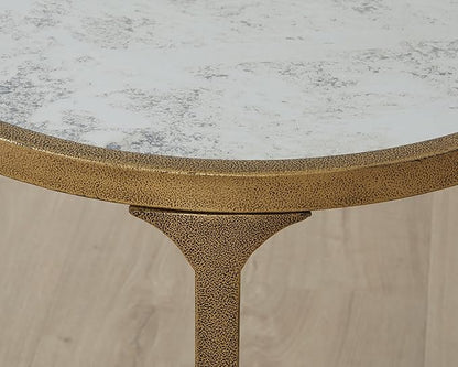 Signature Design by Ashley Korajane Transitional Metal End Table with Tempered Glass Top, Metallic