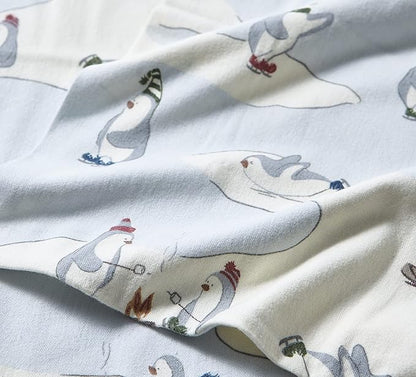 Eddie Bauer - Full Sheets, Cotton Flannel Bedding Set, Brushed For Extra Softness, Cozy Home Decor (Skating Penguin, Full)