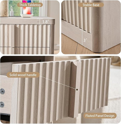 23.6" Nightstand Set of 2 with Charging Station, Side Table with 3 Large Storage Drawers, Mid Century Modern Night Stand with Solid Wood Handle, Bedside End Table for Bedroom, Living Room