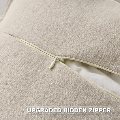 FUTEI Beige Chenille Throw Pillow Covers 20x20 Inch Set of 2,Edges Double-Stitched Cushion Cases,Modern Home Decor for Couch Living Room