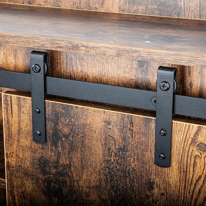 Over The Toilet Storage Cabinet, Behind Toilet Bathroom Organizer with Adjustable Shelves, Above Toilet Organizers with Barn Door, Space Saver for Restroom, Bathroom, Laundry, Rustic