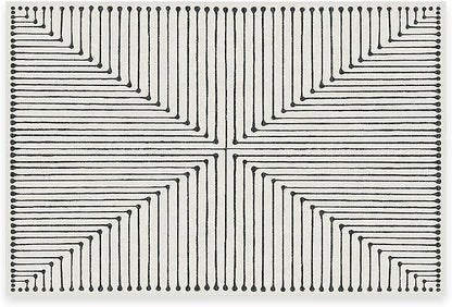 RUGGABLE x Jonathan Adler Machine Washable Modern Area Rug – Inkdrop Black & Ivory 2x3, Stain-Resistant, Non-Slip – Small Rugs for Living Room, Bedroom, Hallway, Entryway & Bathroom–with Standard Pad