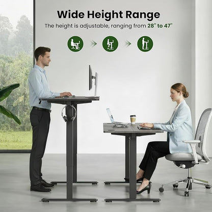 Casaphoria 47 x 24 inches Electric Standing Desk, Sit to Stand Desk with Memory Height Adjustment, Home Office Computer Desk for Writing and Games, Grey