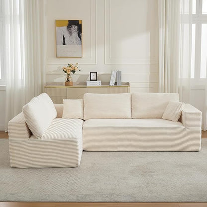 106" Cloud Modular Sectional Sofa Couch,L-Shape Modern Boneless Sectional Couch with Deep Seat,Upholstered Couches for Living Room Bedroom,No Assembly Required,Beige
