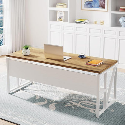 Tribesigns L Shaped Desk with Drawer,63" Executive Computer Desk and lateral File Cabinet, 2 Piece Home Office Furniture for Hanging File, Cabinet with Doors (Walnut, 63-inches)