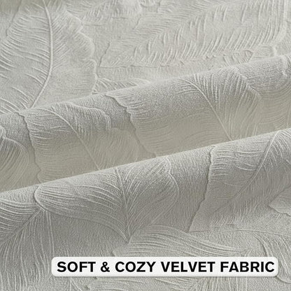 FUTEI Cream Velvet Throw Pillow Covers 26x26 Inch Set of 2,Soft Embossed Leaf-Relief Textured Euro Pillow Shams,Natural Home Decor for Couch Living Room