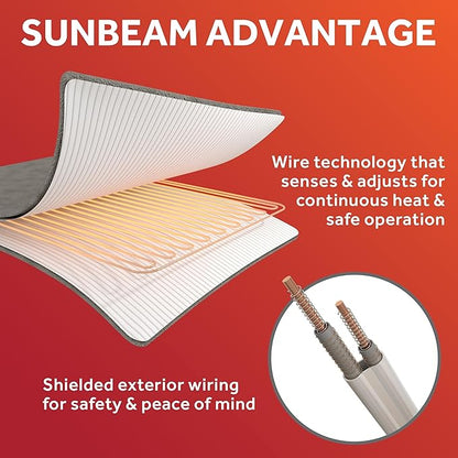 Sunbeam Electric Heated Mattress Pad Restful Quilted Extra-Cozy Fabric 12 Heat Settings 12-Hour Auto Shut-Off Deep Pocket Fit Machine Washable Queen 80" x 60"