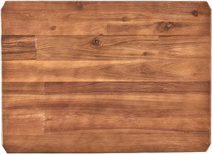 Christopher Knight Home Ronan Wood Rustic Metal End Table, Mahogany, 24.80 inches high x 24.40 inches wide x 17.70 inches deep, Sandblasted Teak