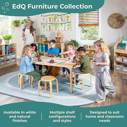 Guidecraft EdQ Kids Rotating Bookshelf: Natural Wood Revolving Bookcase - 360 Degree Spinning Book Shelf Tower with Acrylic Montessori Storage for Classroom, Bedroom and Playroom | Toy Organizer