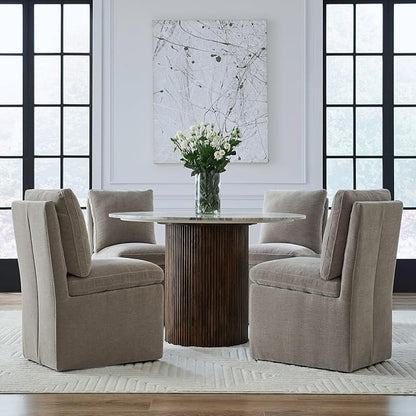 Liberty Furniture Accent Dining Chair with Castors - Squared Back - Truffle Upholstry