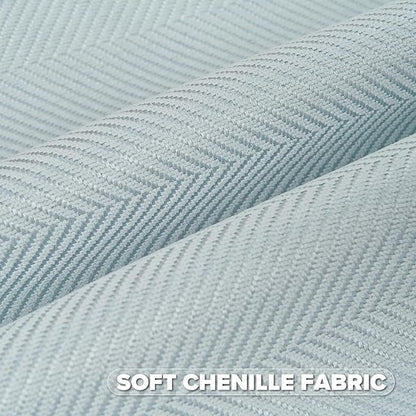 FUTEI Light Blue Chenille Throw Pillow Covers 24x24 Inch Set of 2,Soft Wide Chevron Textured European Pillow Shams,Farmhouse Home Decor for Couch Bed Living Room