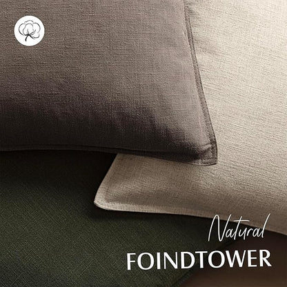Foindtower Set of 2, Decorative Linen Soild Throw Pillow Covers Soft Accent Euro Cushion Case Farmhouse Neutral Pillowcase for Chair Couch Sofa Bedroom Living Room Home Decor 20 x 20 Inch Light coffee