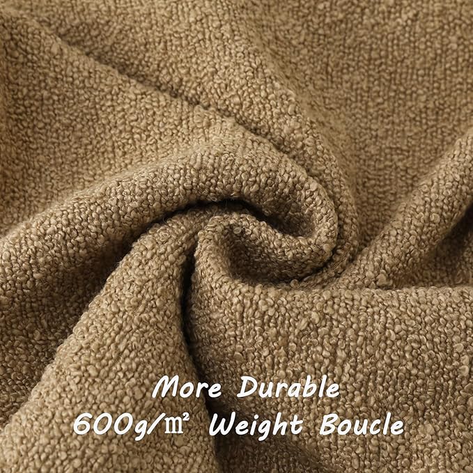 FUTEI Pack of 2 Khaki Decorative Throw Pillow Covers 18x18 Inch Soft Cozy Solid Boucle Textured Cushion Case,Modern Home Decor for Couch Bed Living Room