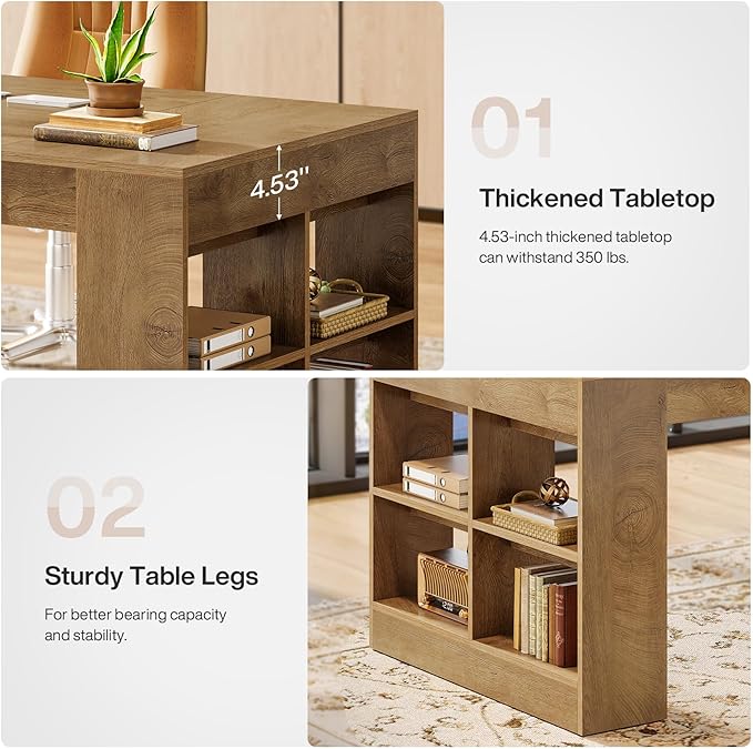 Tribesigns 71-Inch Executive Desk, Large Computer Office Desk with Storage Shelves, Modern Wood Writing Table Business Furniture Workstation for Home Office, Rustic Brown