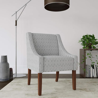 Homepop Home Decor | Upholstered Classic Swoop Arm Accent Chair | Accent Chairs for Living Room & Bedroom | Decorative Home Furniture, Gray Leaf