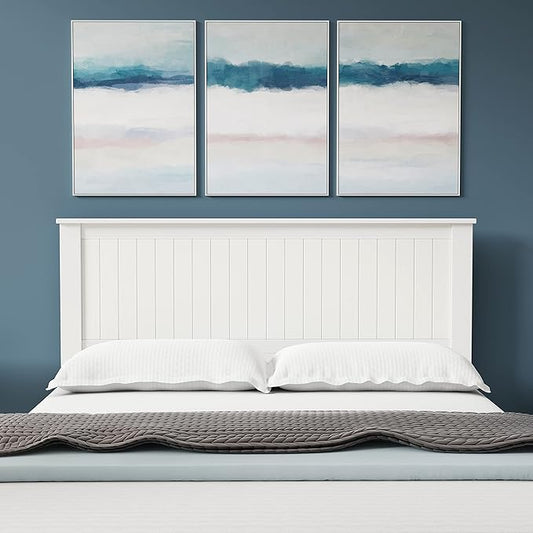 Glenwillow Home Wainscott Wood Panel Headboard in White - Queen Size