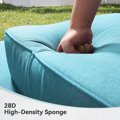 Luxury 6" Outdoor Cushions for Patio Furniture, 24x24x6" Thick Seat Cushion Set of 8, Fade Resistant Couch Chair Replacement Cushions High Density Deep Wicker Chair Cushion w/ Removable Cover, Teal
