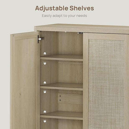 SICOTAS Rattan Shoe Storage Cabinet - Modular Shoe Cabinets with Door Tall Large Shoe Cabinet Storage for Entryway - 65.6" Wide Modular Cabinet for Hallway, Living Room