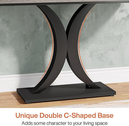 LITTLE TREE Industrial Entryway Console Table, Compact Foyer Hallway Accent Table for Small Space