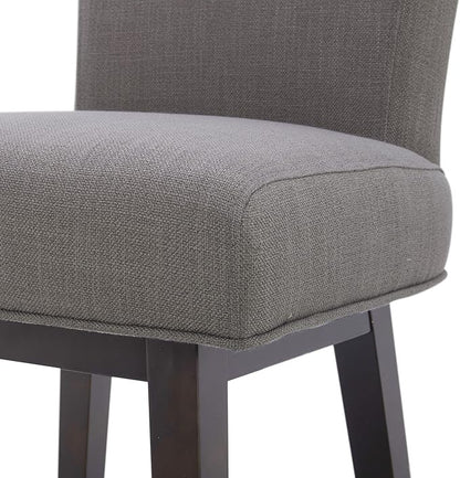 CHITA 26 Inch Counter Height Swivel Bar Stools Set of 2, FSC Certified Modern Fabric Swivel Barstool Chair with Back, Flint Grey