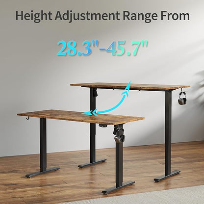Agilestic Electric Standing Desk, 48 x 24 Inches Height Adjustable Desk, Sit Stand up for Work Office Home, Ergonomic Rising Computer Table with Memory Preset, Rustic Brown
