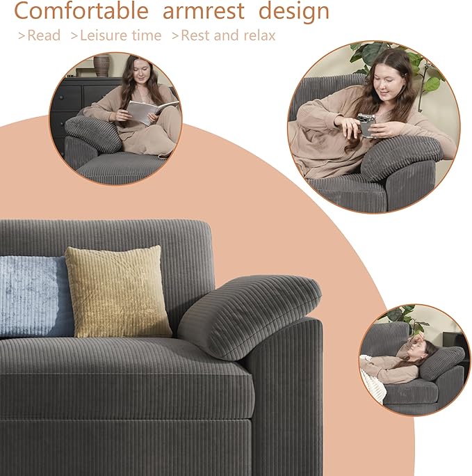 EASE MOOSE Oversized Sectional Modular Sofa,L Shape Sectional Couch with Ottoman,Deep Seat Cloud Couch for Living Room，Removable Cover
