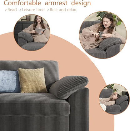 EASE MOOSE Oversized Modular Sectional Sofa, Extra Large L Shape Sectional Cloud Couch,Comfty Deep Modular Sofa with Ottoman，for Living Room,Dark Grey
